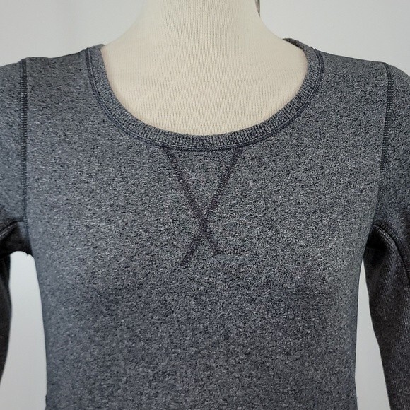 LULULEMON Exhalation Pullover II Heathered Speckle Black size 4 - Picture 2 of 9